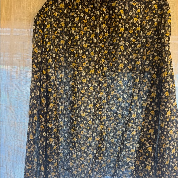 The Kooples Sheer Floral Tie-Neck Blouse with Yellow Flowers - Picture 5 of 5